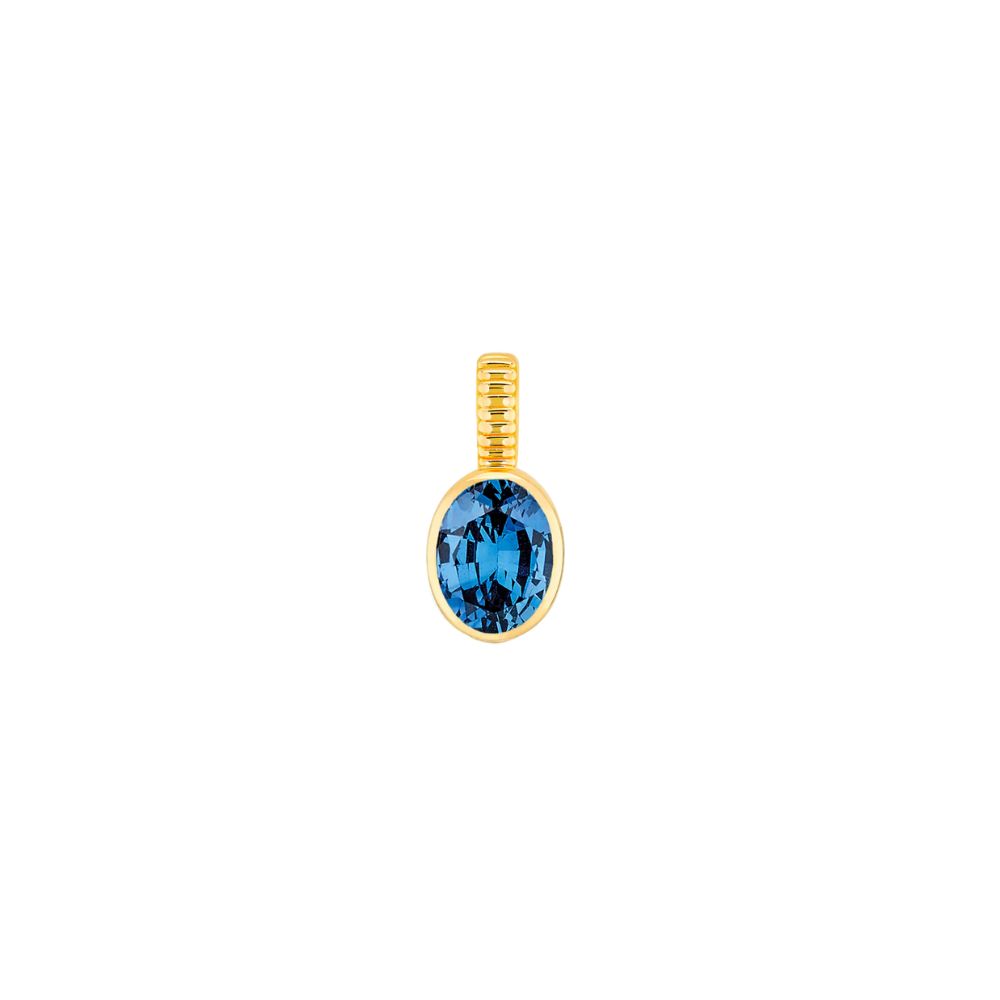 Viltier 18k Yellow Gold Oval Sapphire Bezel Set Birthstone Charm